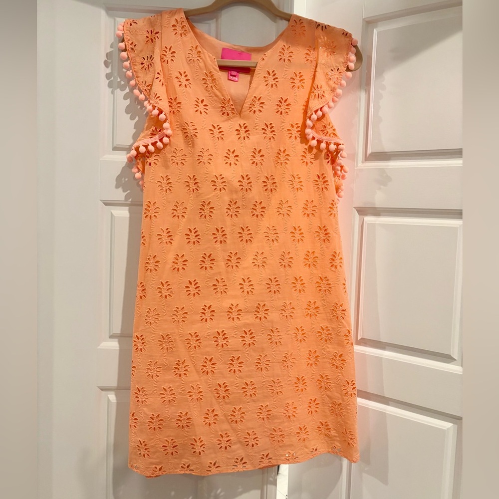 Orange Lilly P Dress with Pom-Pom Sleeves